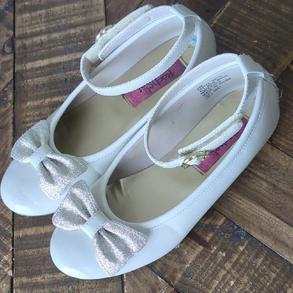 Rachel Shoes White Patent Mary Jane with Glitter Bow